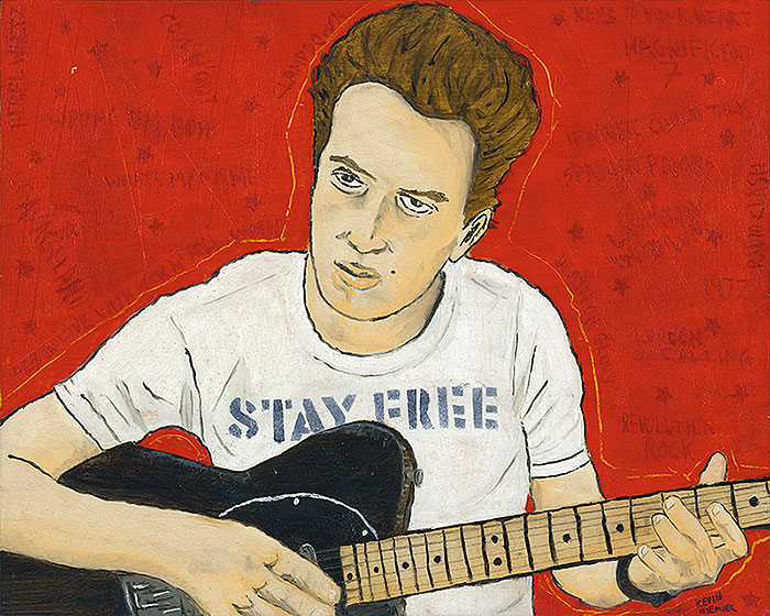 Joe Strummer, oil on wood